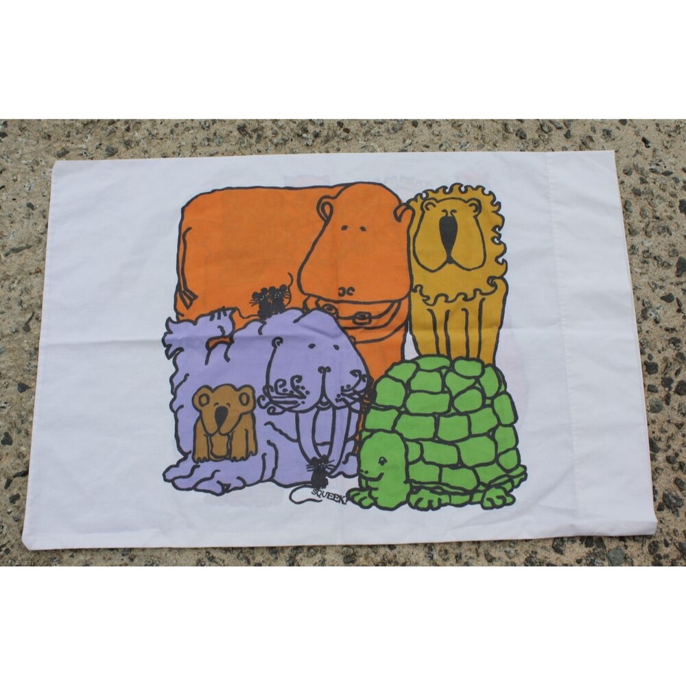 Vintage Harumpf Cartoon Walrus Pillowcase Stevens Utica Animal Kingdom Elephants